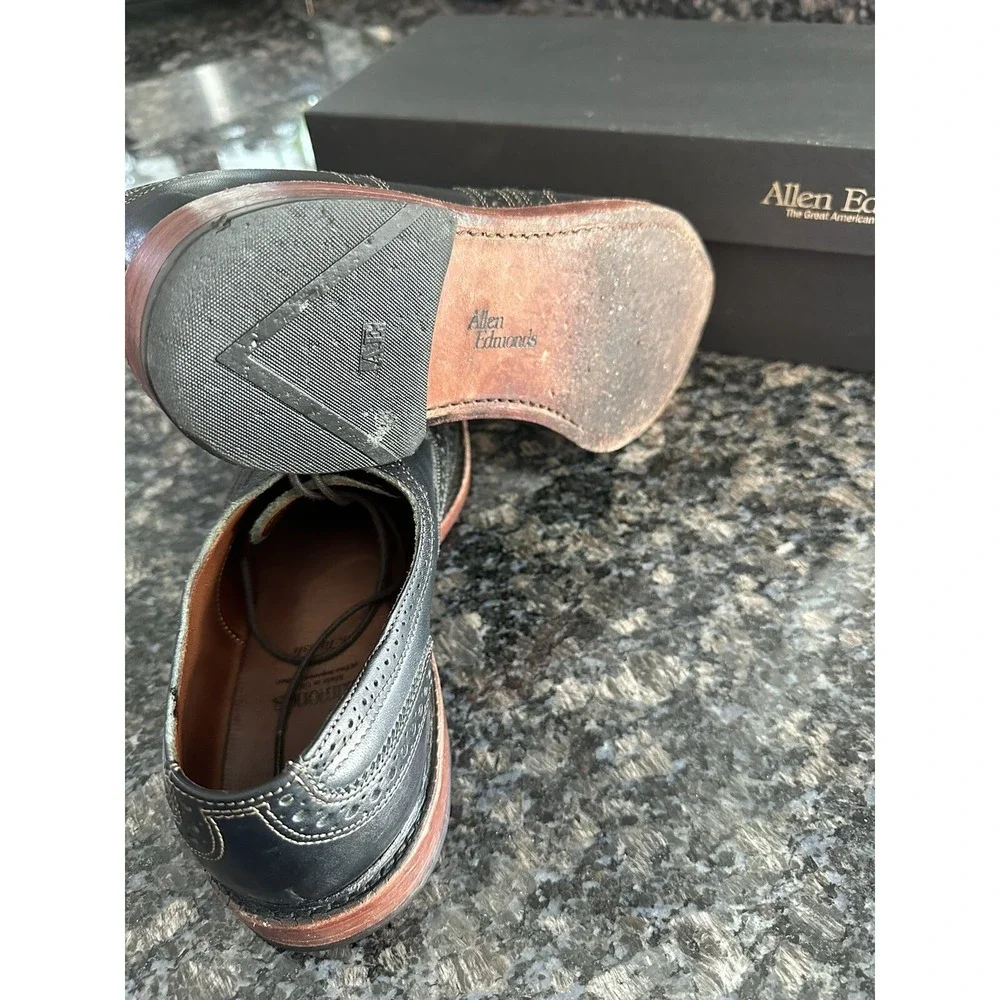 ALLEN EDMONDS 8.5D MCTAVISH BLACK LEATHER WINGTIP DRESS SHOES Men's